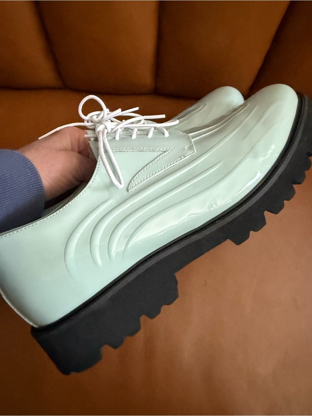 Marc Nolano Mint Patent Leather Derby Oxfords - Picture 3 of 9